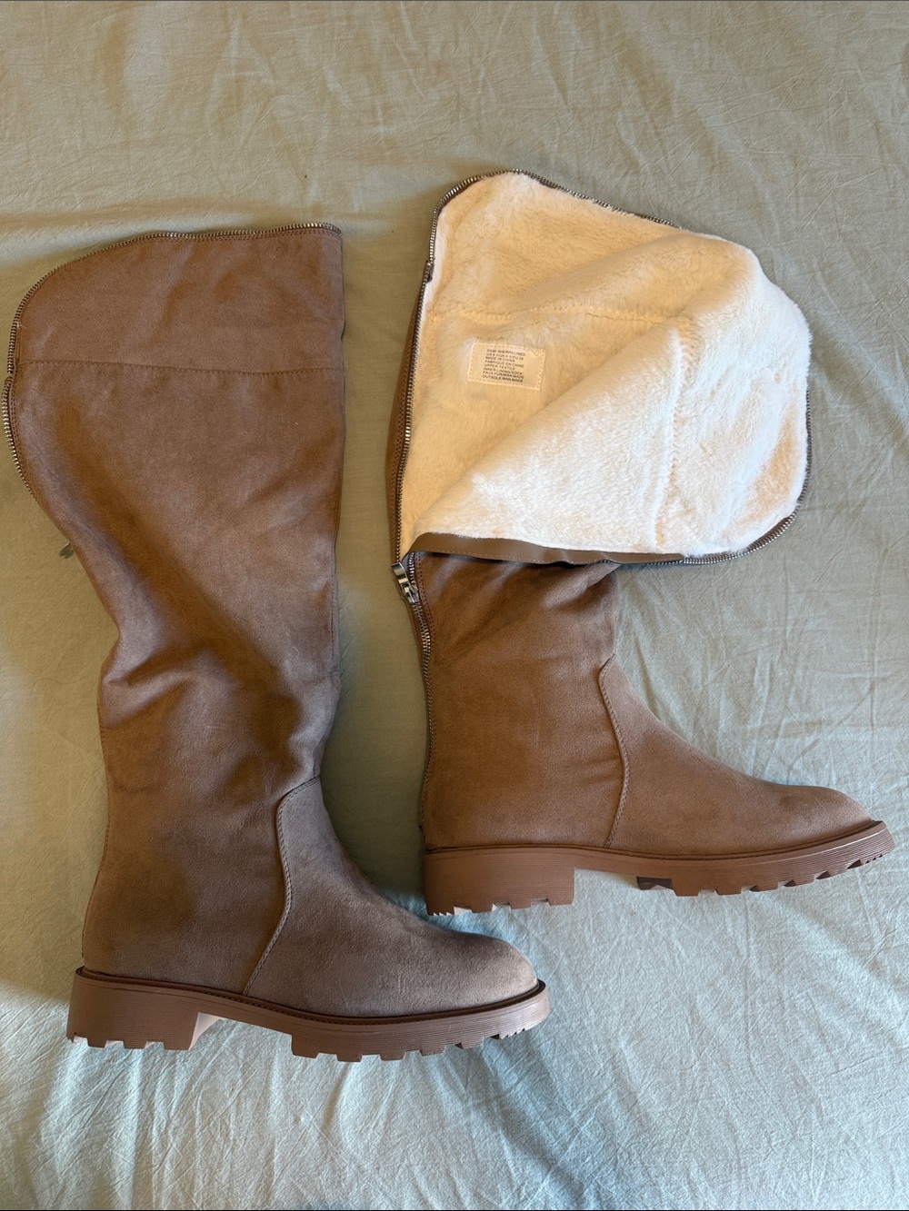 JustFab Brown Over-the-Knee Faux-Suede Boots with Plush Lining